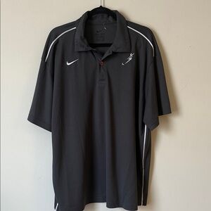 Nike Men's Black Polo Shirt with White Accents